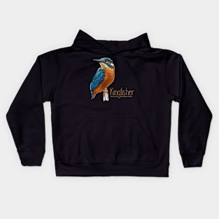 Kingfisher bird - Wildlife observation - birs illustration Kids Hoodie